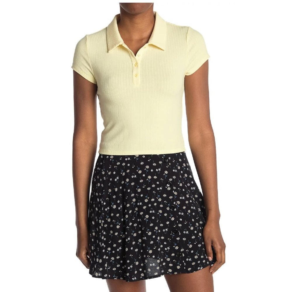 ELODIE Short Sleeve Ribbed Tennis Tee